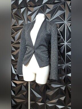 LOFT Black and Gray Leopard Print Tailored Blazer
